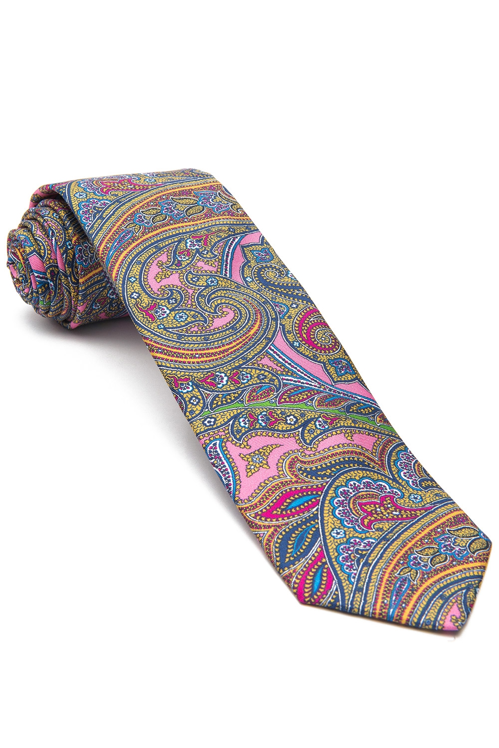 Cravata matase tesuta multicolora print floral 0
