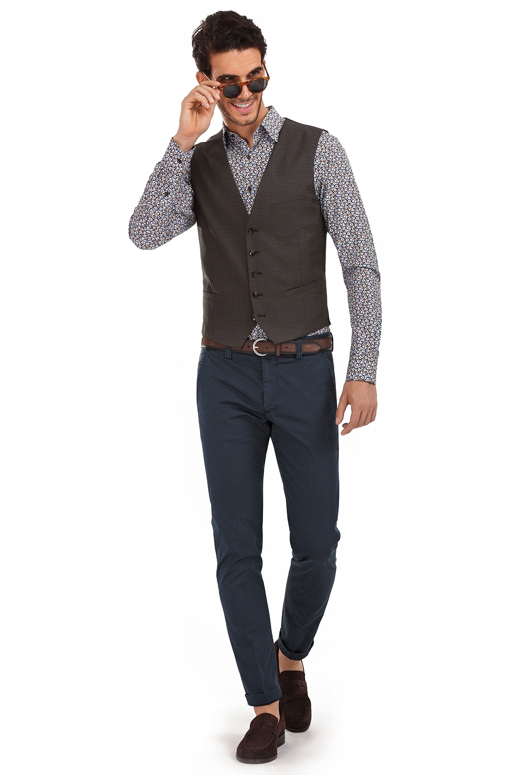 Navy geometric trouser 0