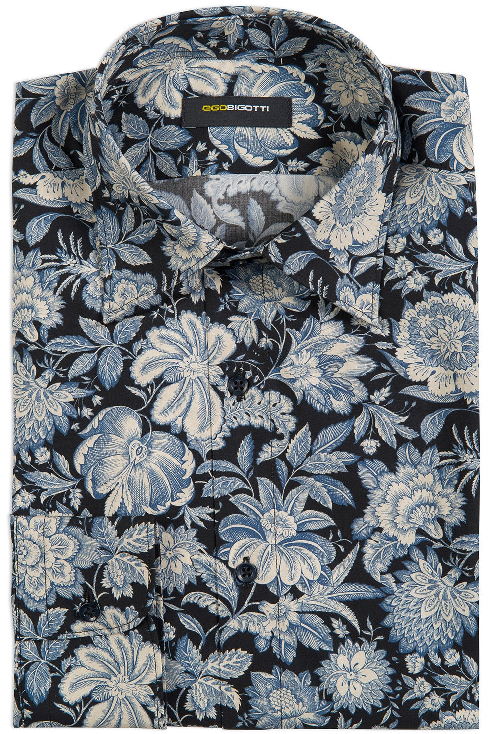Camasa superslim bleumarin print floral 0
