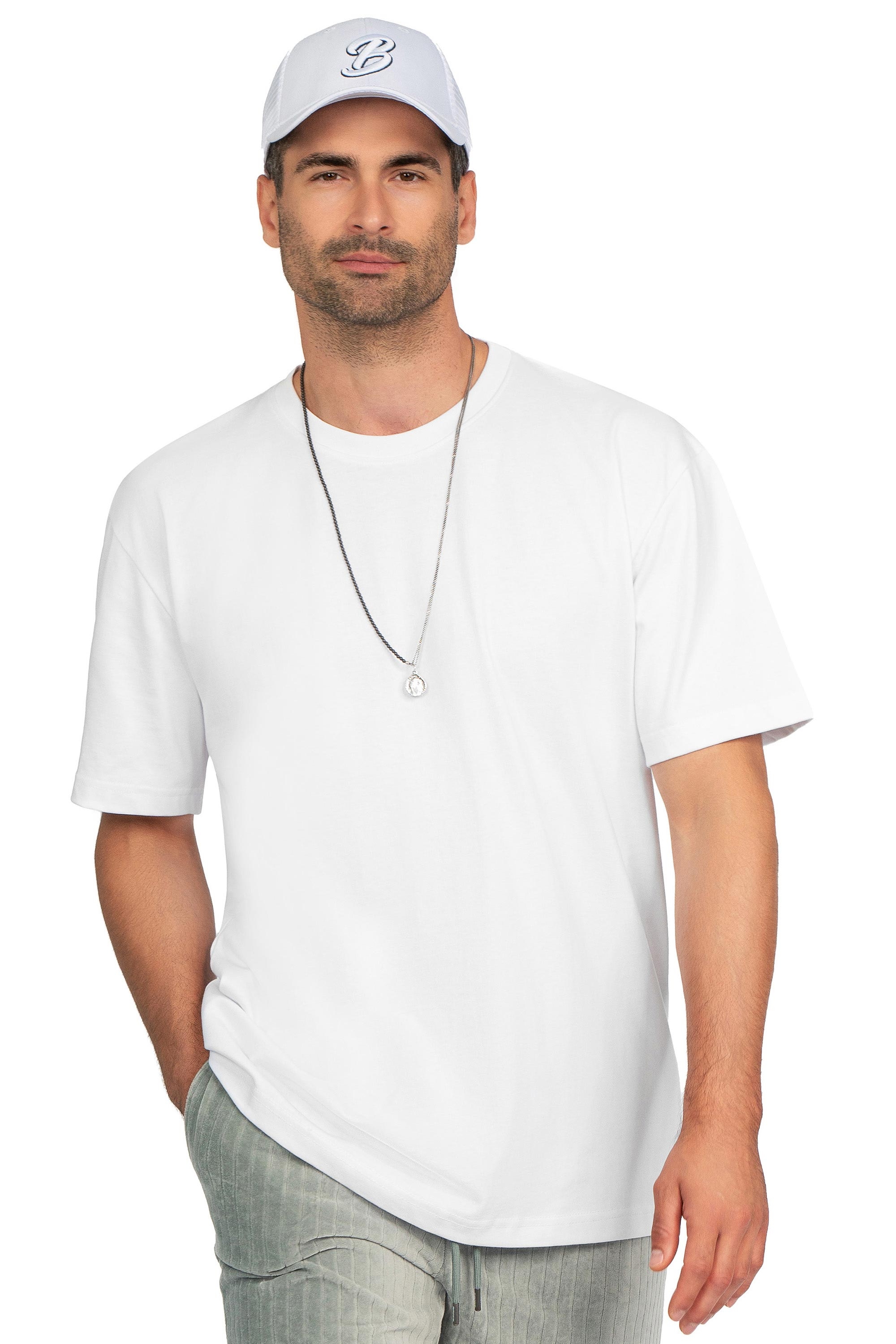 Tricou oversize alb guler rotund 0