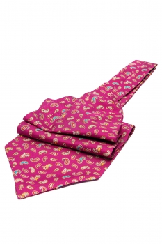 Ascot tie tip printed silk cyclam floral