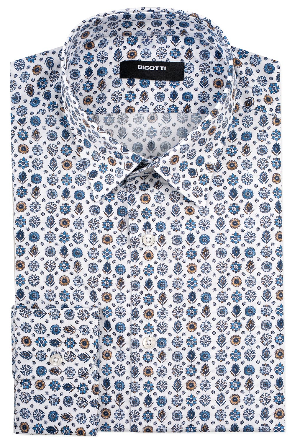 Slim body white floral shirt 0