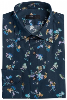 Camasa slim bleumarin print floral