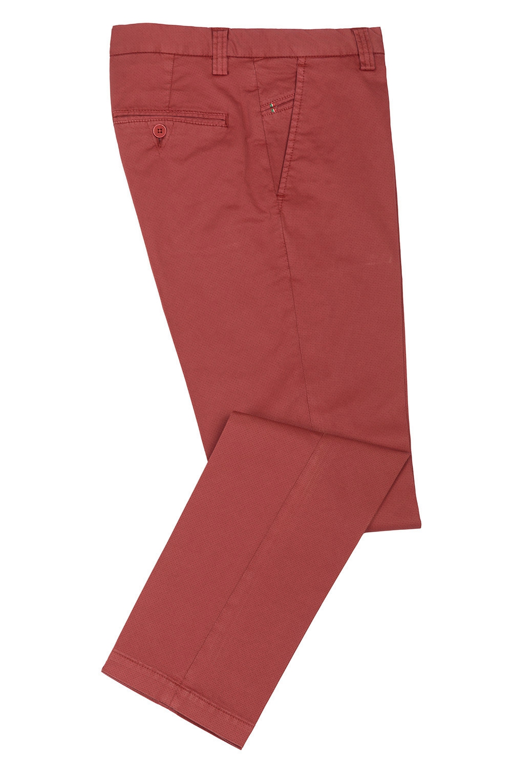 Pantaloni slim rosii print geometric 1