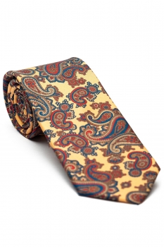 Cravata matase imprimata galbena print floral