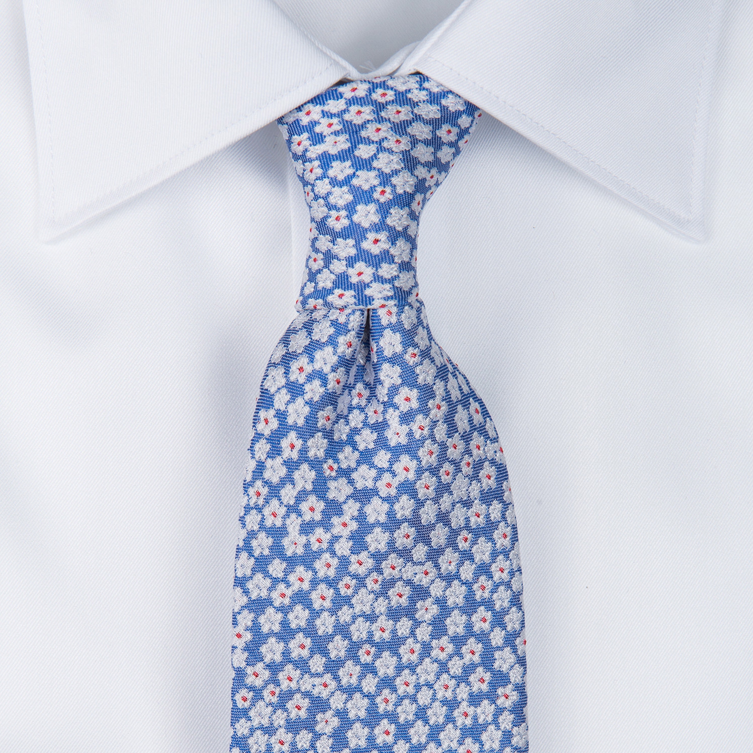 Cravata poliester albastra print floral 0
