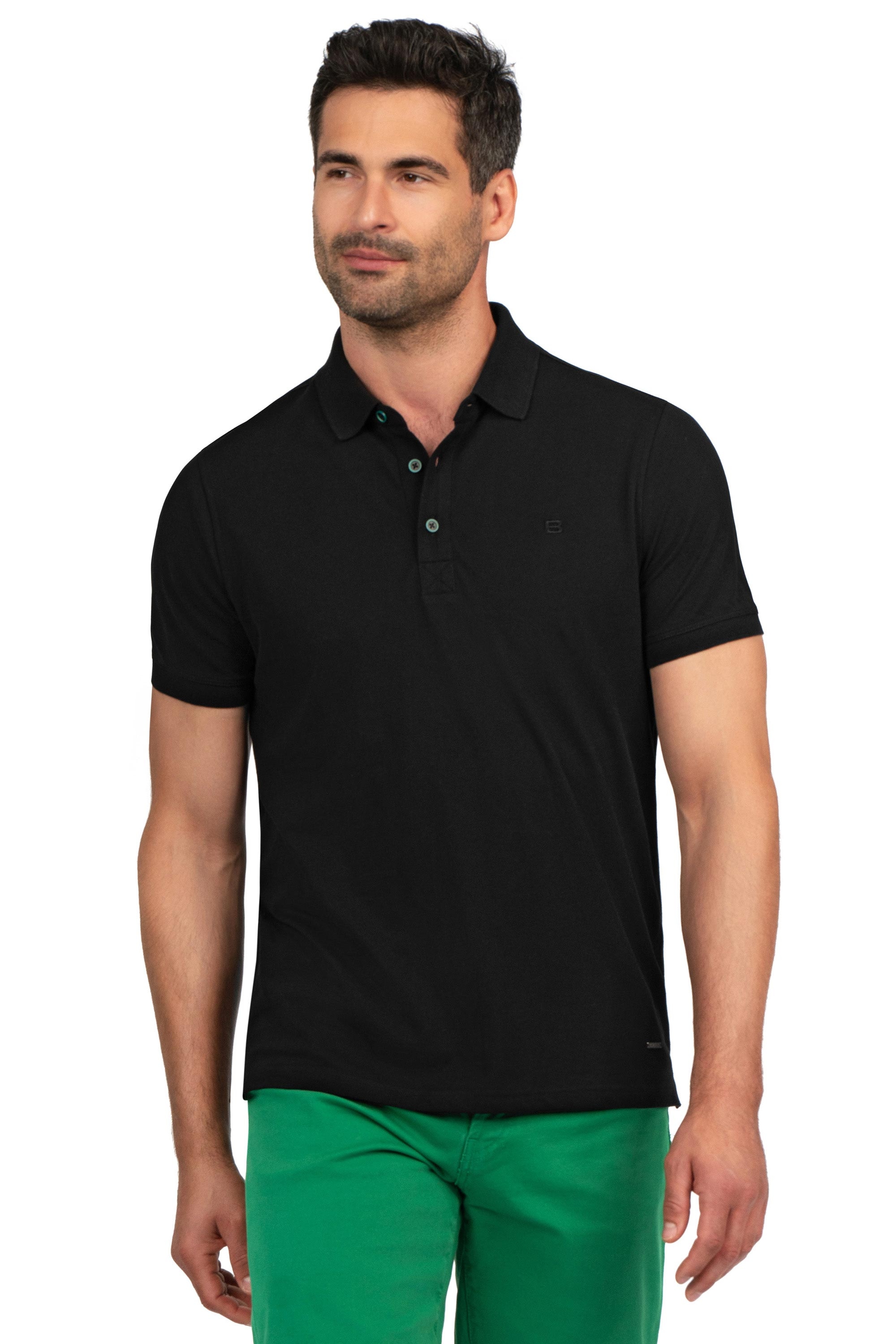 Tricou polo slim negru uni 0