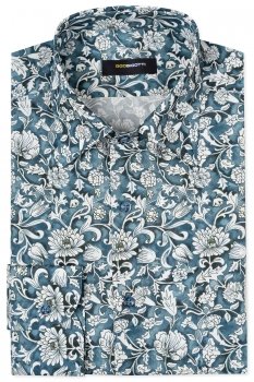 Slim body blue floral shirt