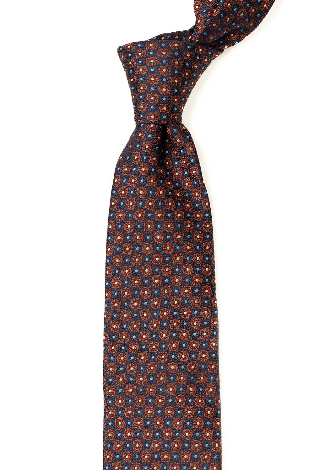 Cravata matase tesuta albastra print floral 1