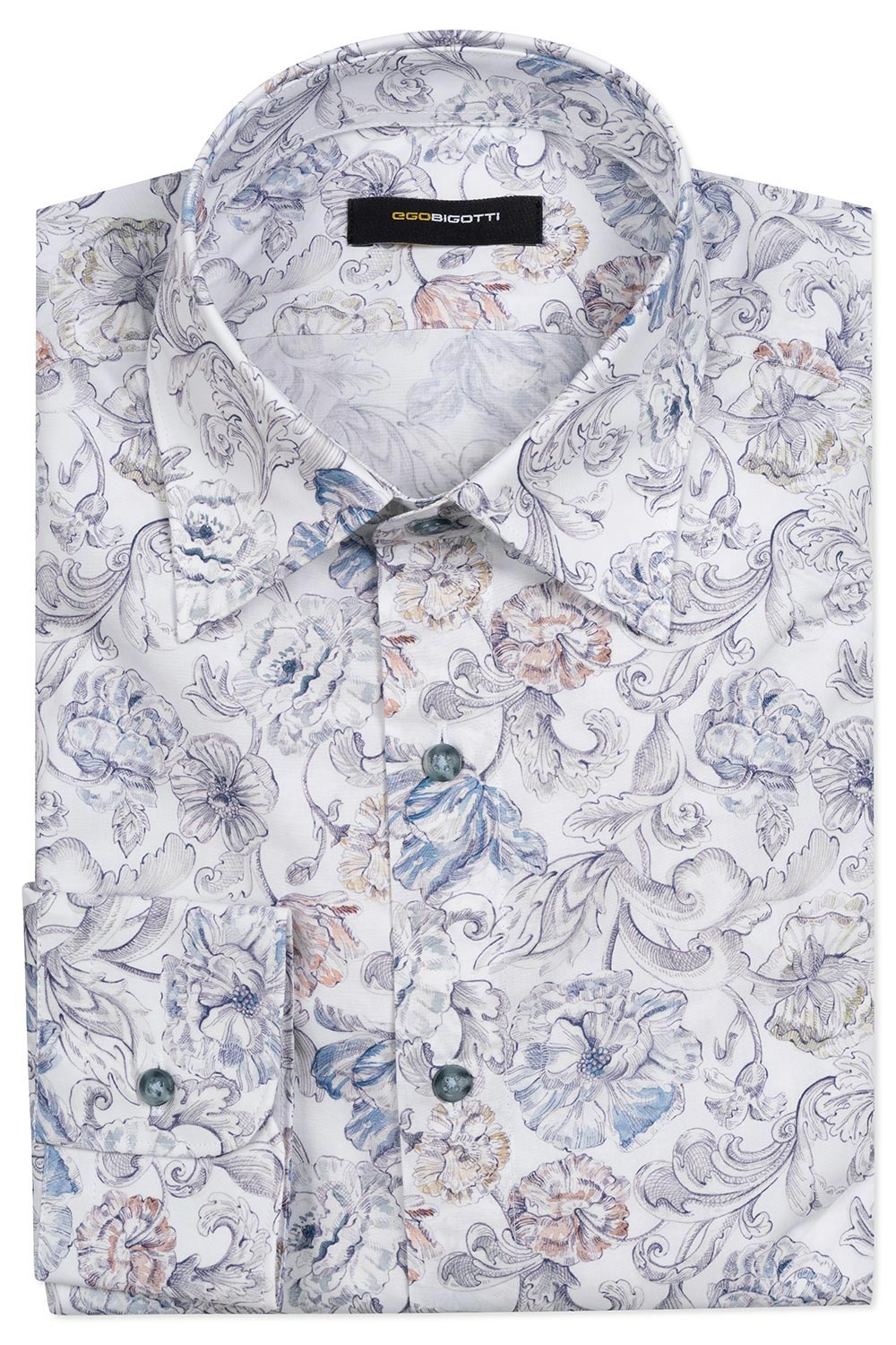 Camasa slim alba print floral 0