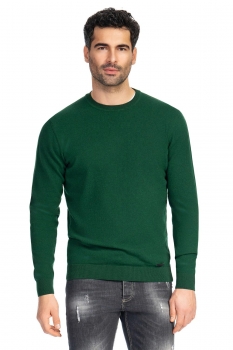 Pulover regular verde guler rotund