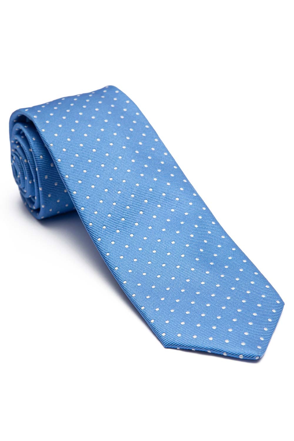 Cravata matase tesuta bleu print geometric 0
