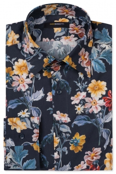 Shaped navy floral shirt