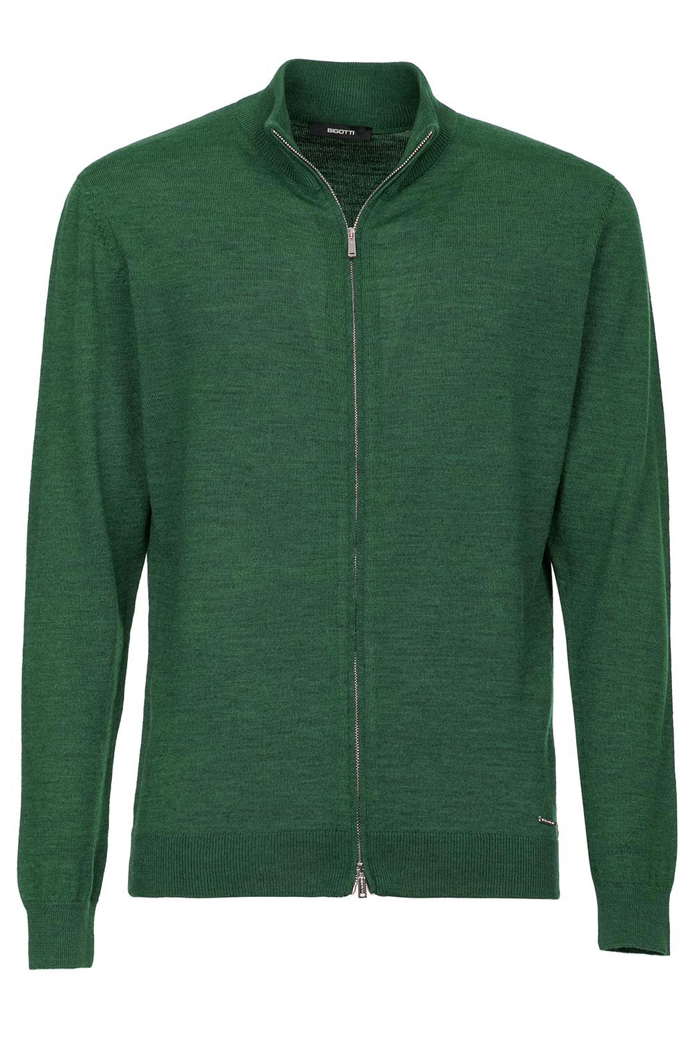 Pulover slim verde cu fermoar 0
