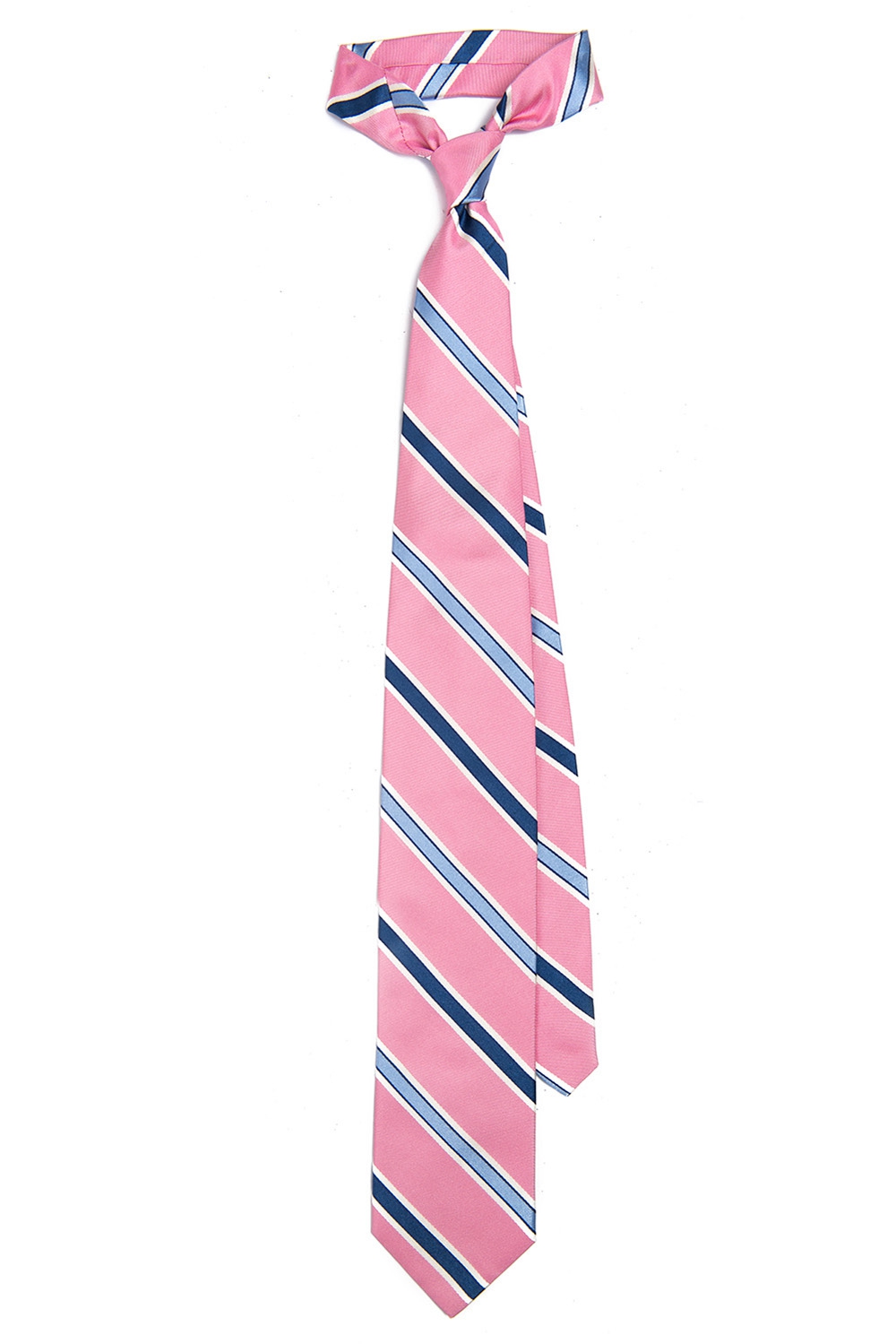 Cravat matase tesuta roz cu dungi 0