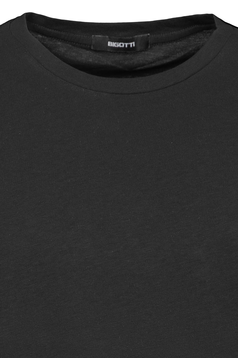 Tricou slim negru uni guler rotund 2