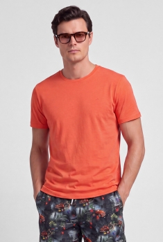 Tricou slim oranj uni guler rotund