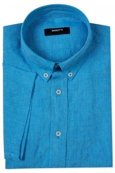 Camasa din in shaped bleu uni