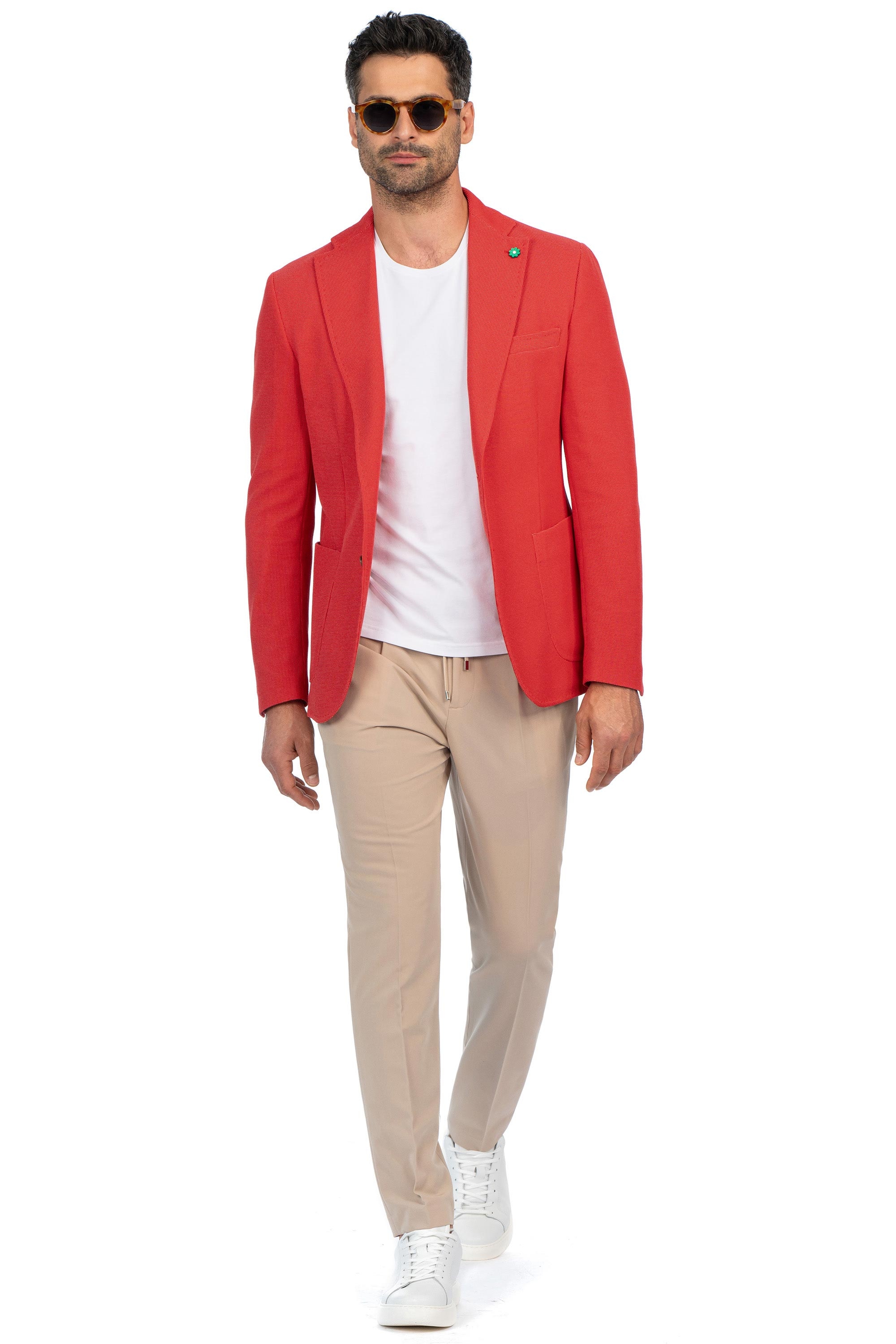 Slim body orange plain blazer 4