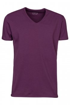 Tricou slim mov guler in v