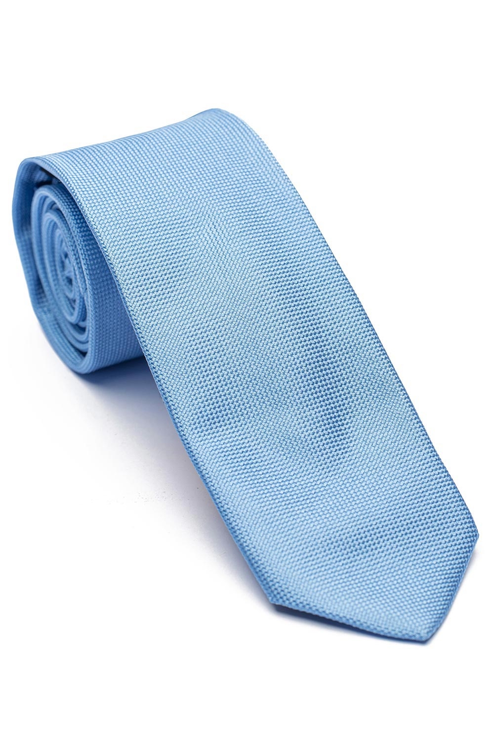 Cravata matase tesuta bleu uni 0