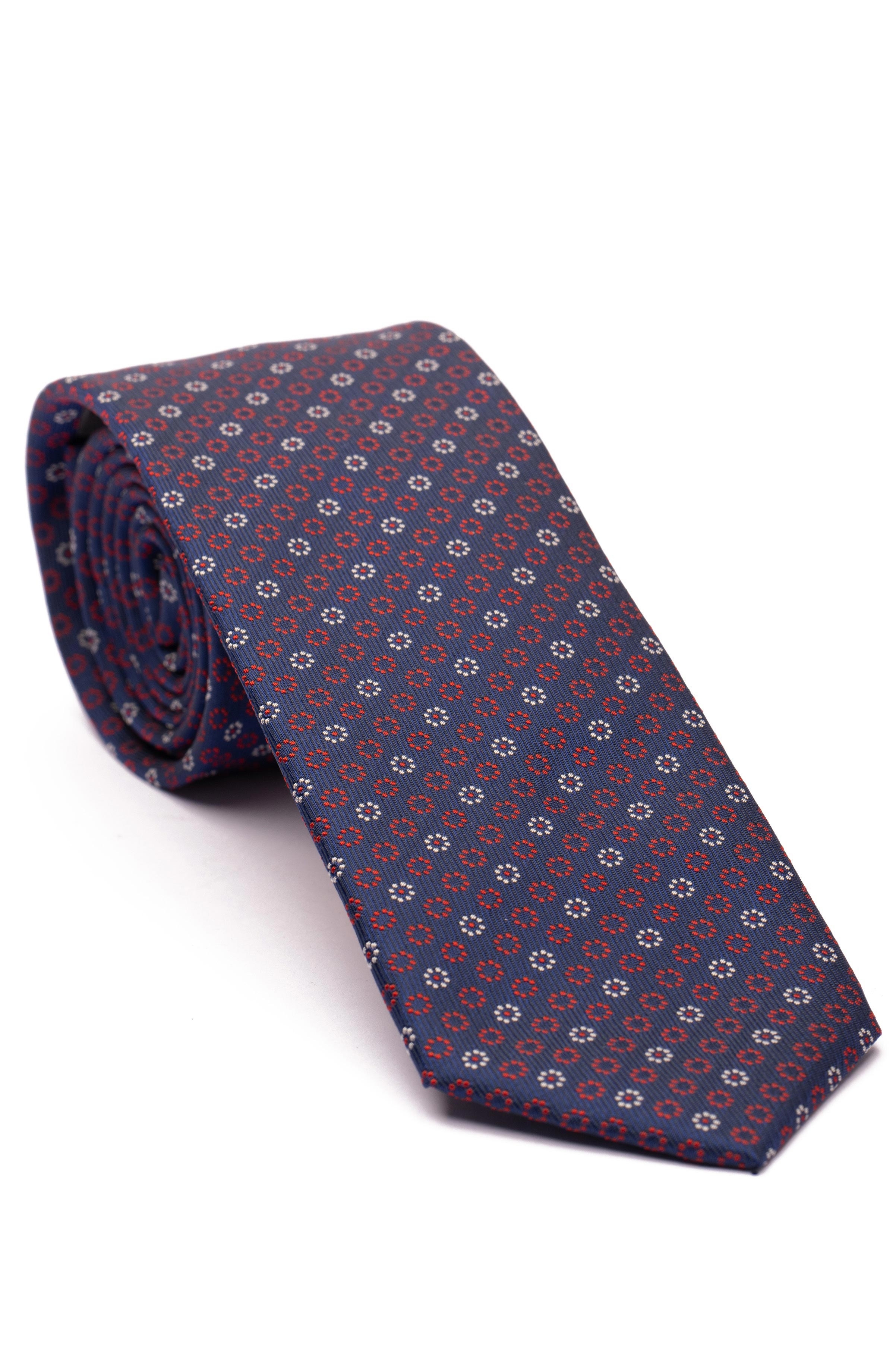 Cravata poliester tesut albastra print floral 0