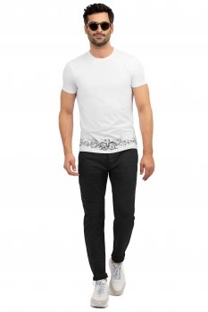 Slim body black plain trousers