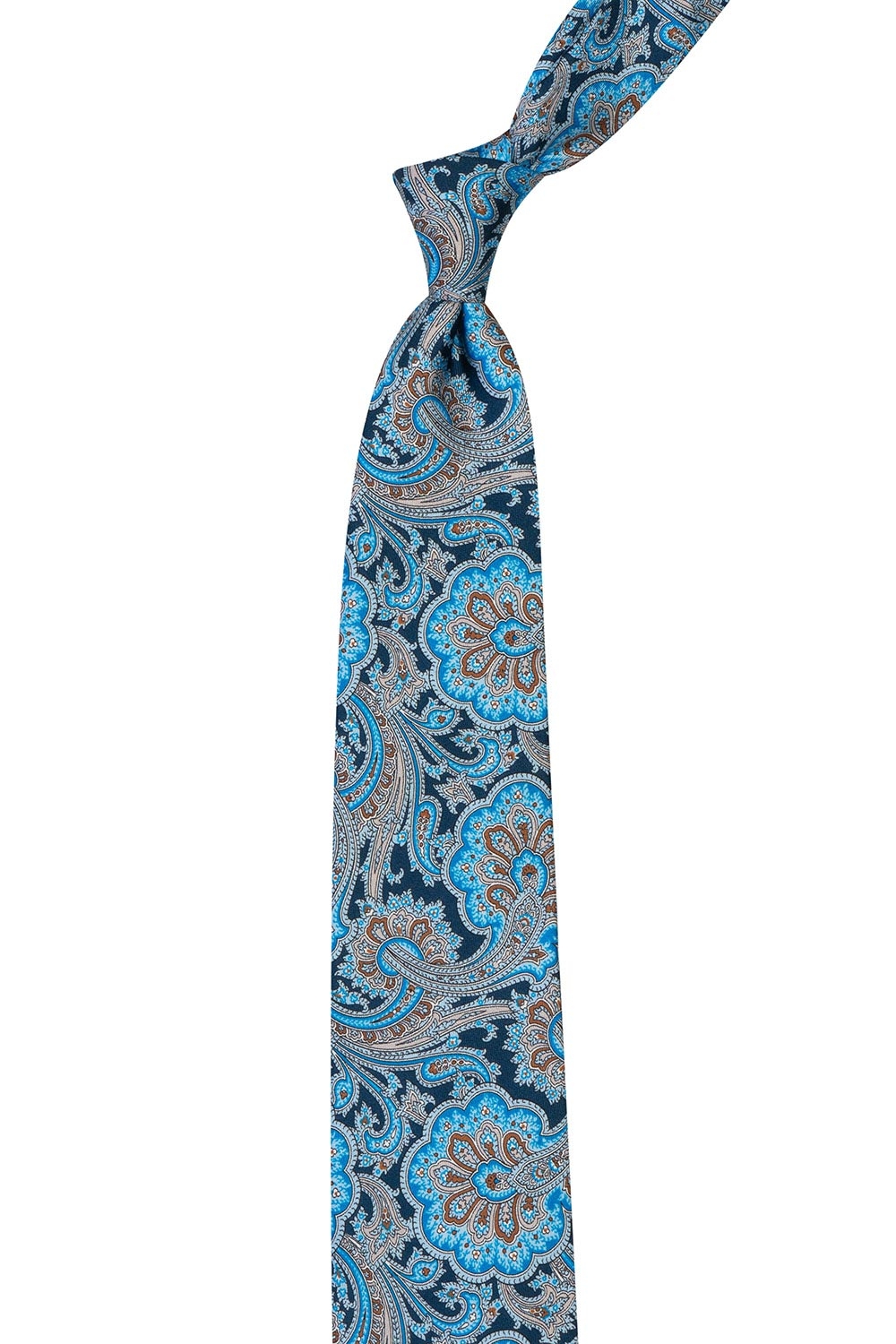 Cravata matase imprimata albastra print floral 1