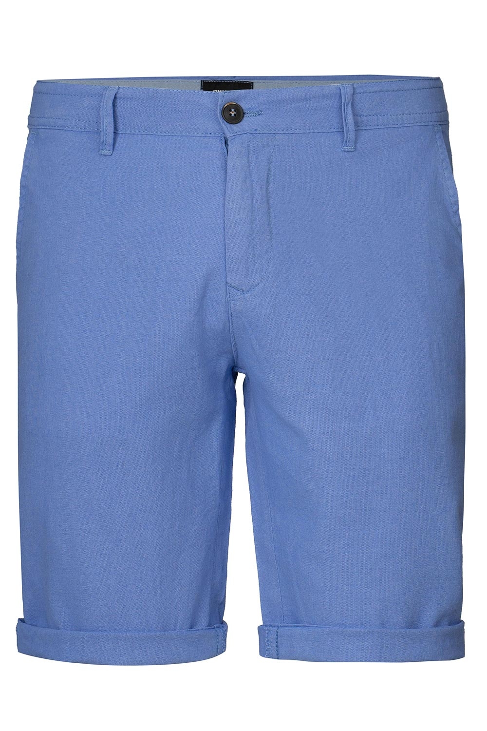 Pantaloni scurti din in slim bleu uni 0