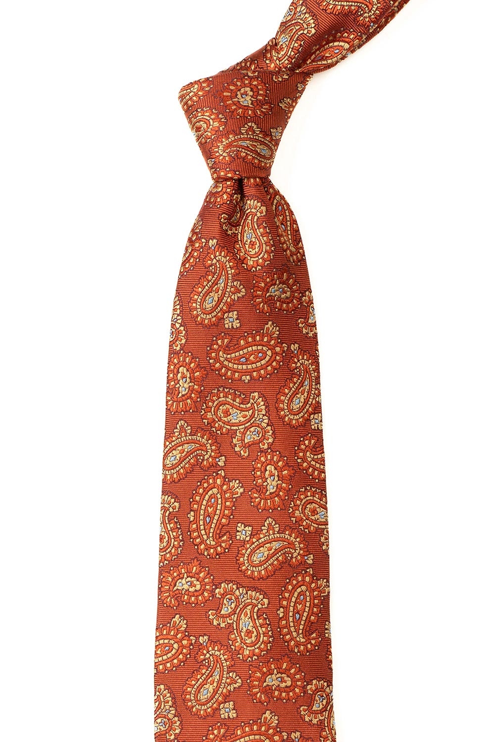 Cravata matase tesuta oranj print floral 1
