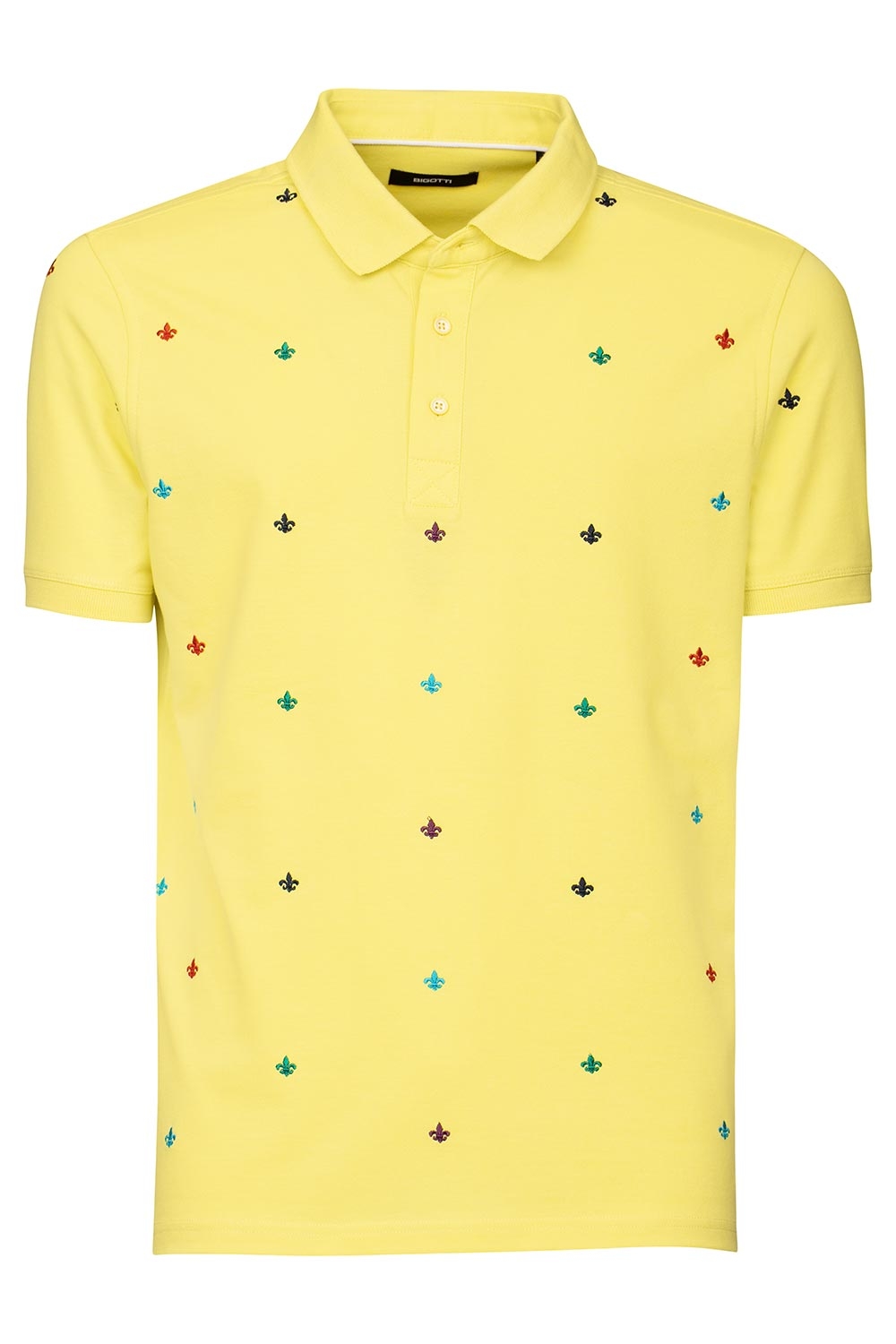 Tricou polo slim galben print geometric 0