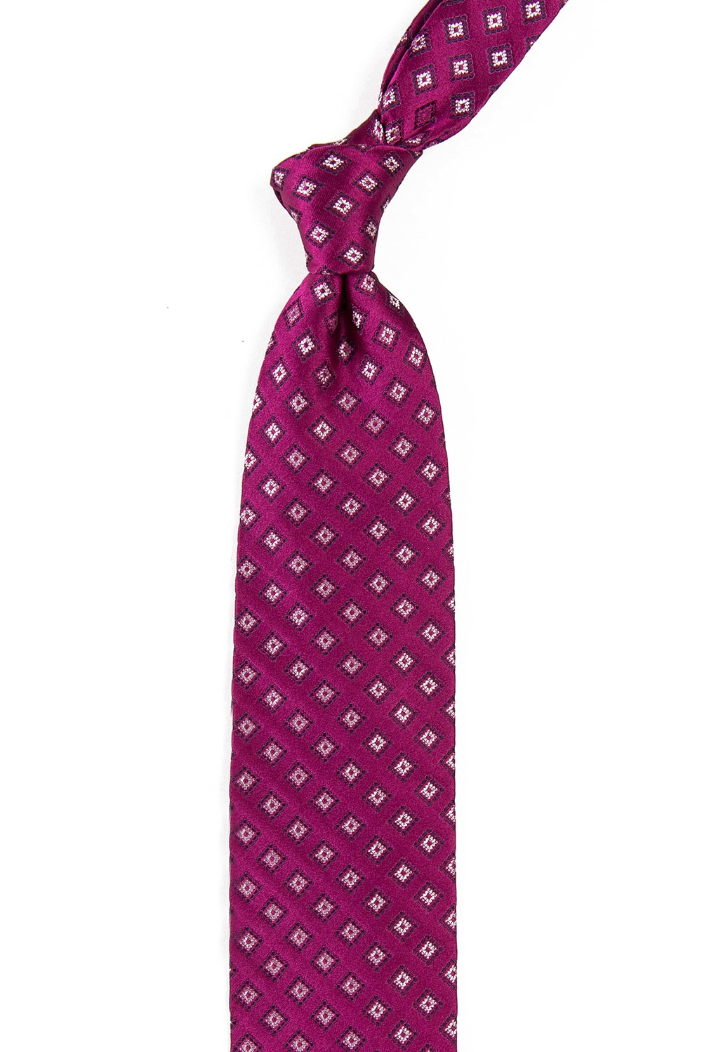 Cravata matase tesuta roz print geometric 1