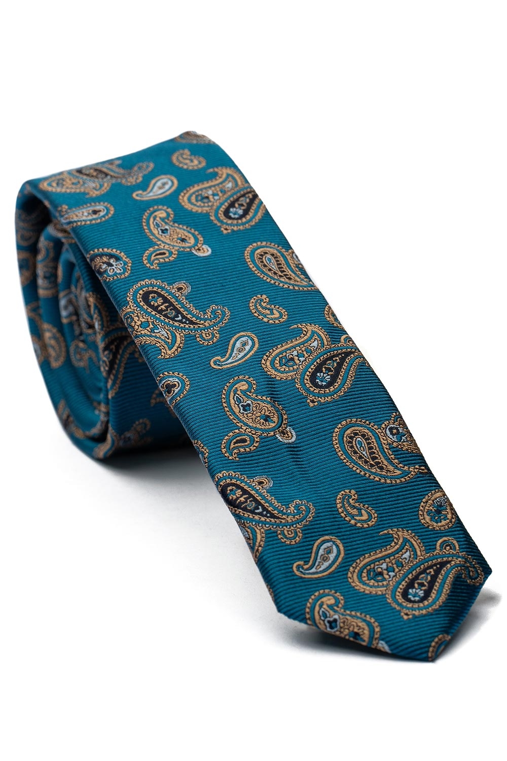 Cravata matase tesuta albastra print floral 0