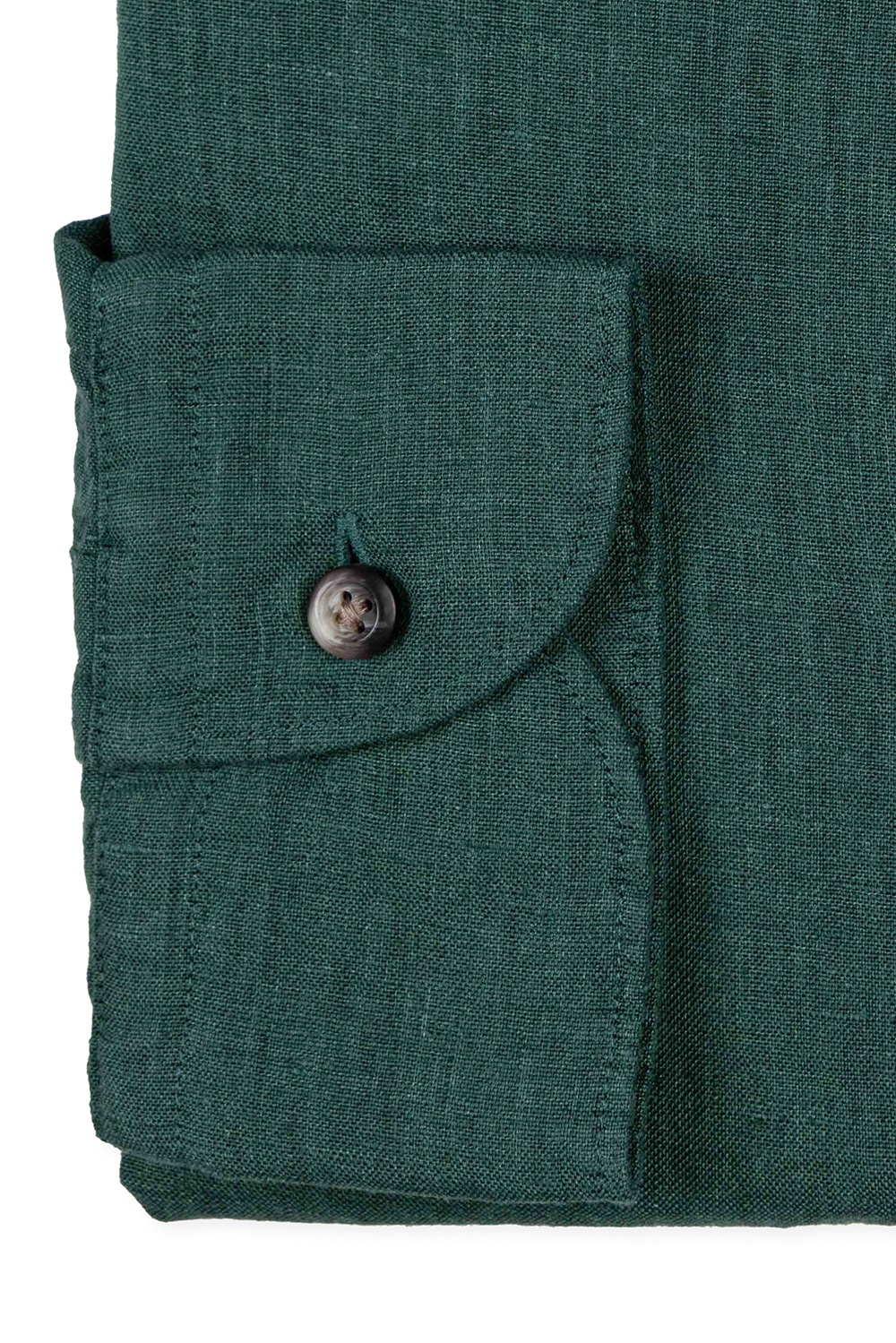 Camasa din in slim verde uni 2