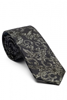 Matase tesuta black floral