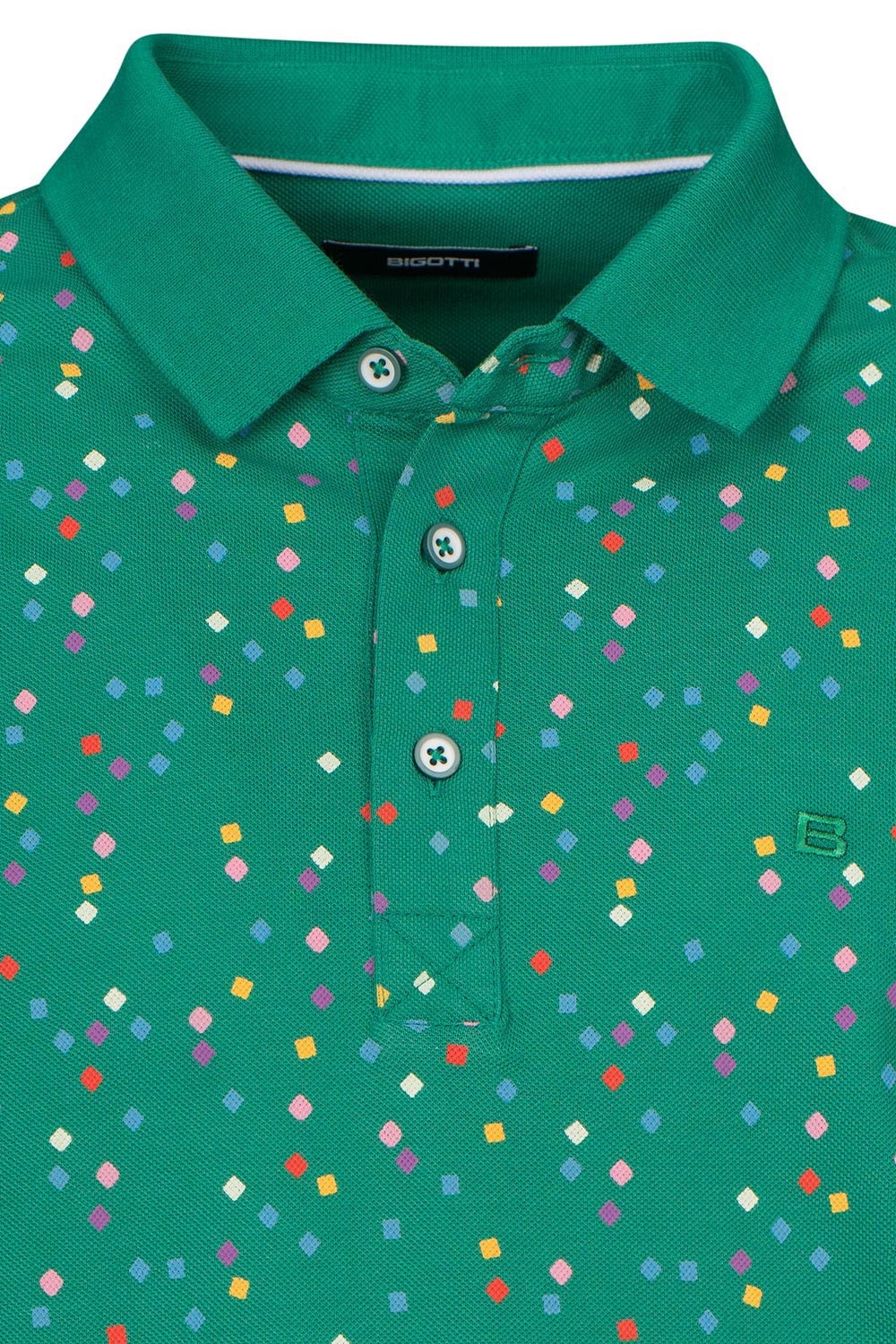 Tricou polo slim verde print geometric 2