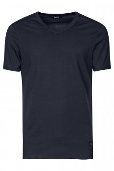 Tricou slim bleumarin guler in v