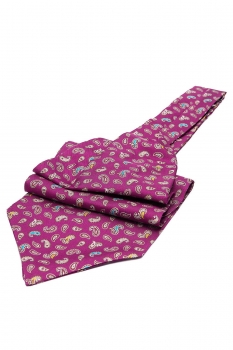 Ascot tie tip printed silk cyclam geometric