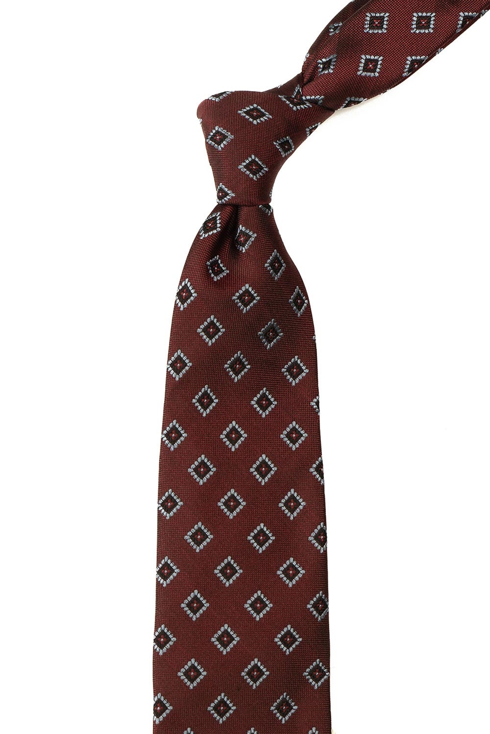 Cravata matase tesuta grena print geometric 1