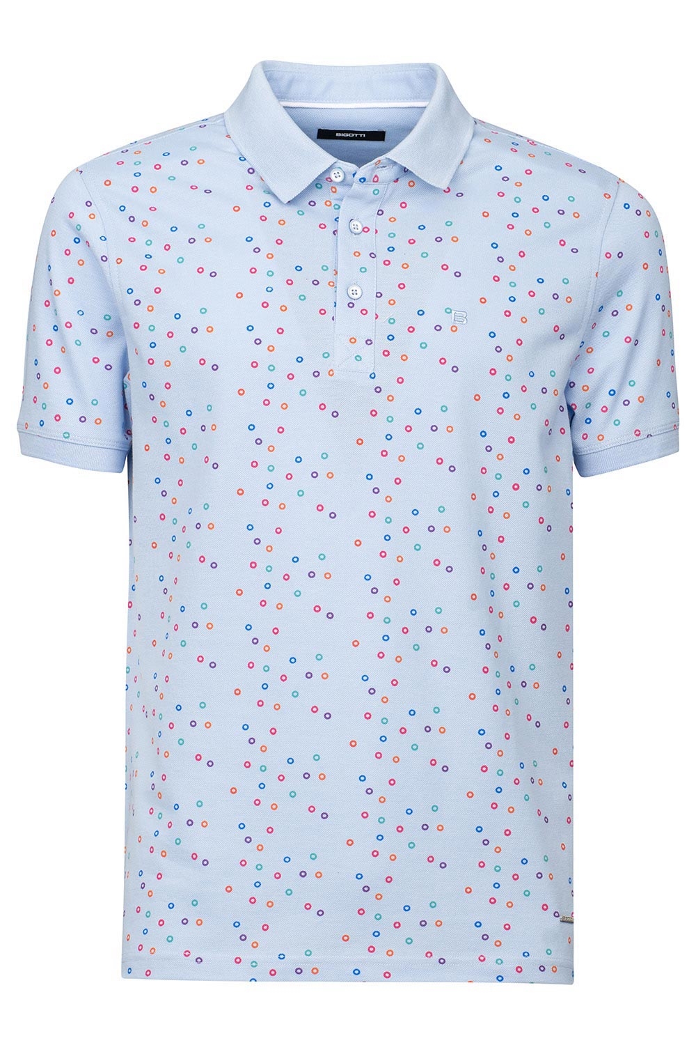 Tricou polo slim bleu print geometric 1