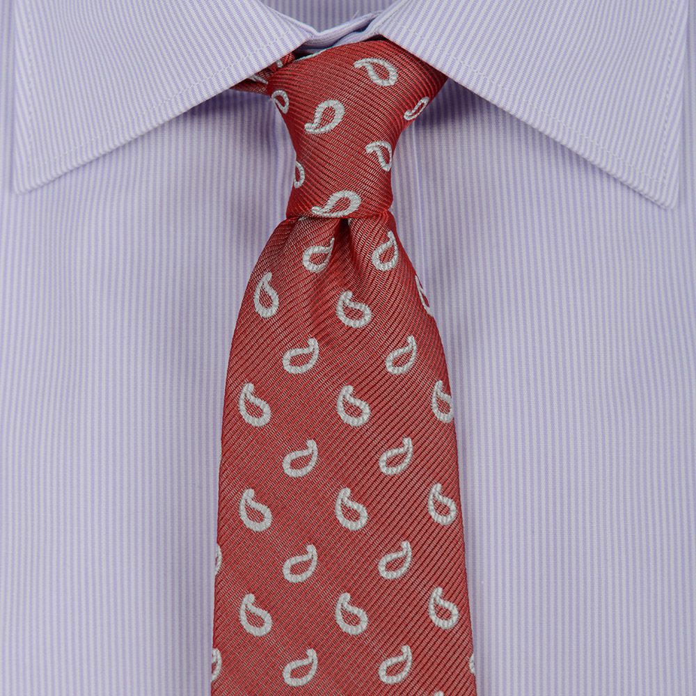 Cravata poliester rosu print paisley 0