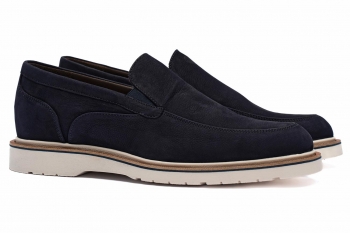 Mocasini bleumarin piele nabuc