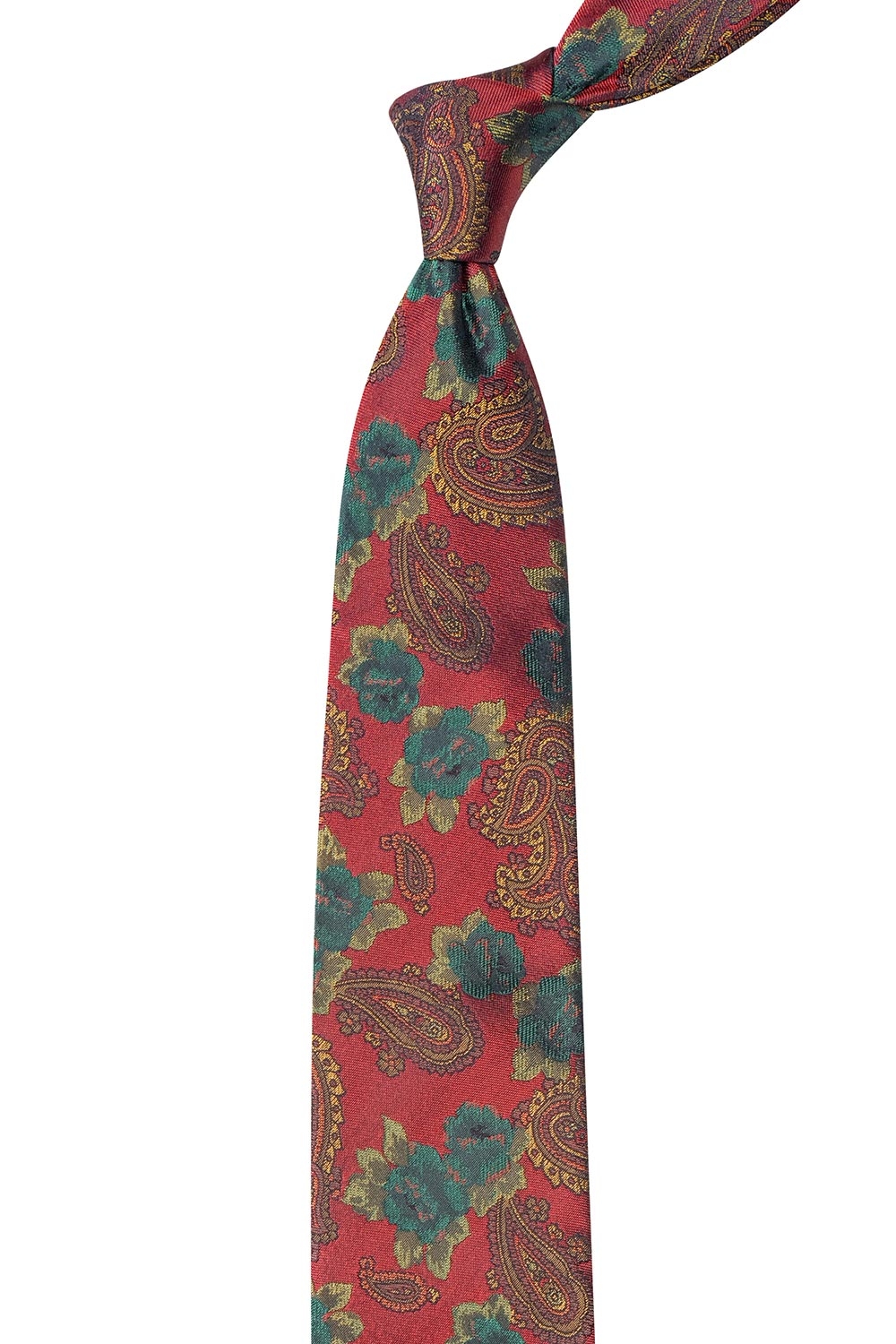 Cravata matase tesuta rosie print floral 1