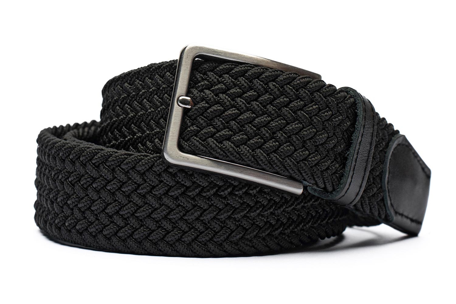 Belt black textil elastic,piele 0