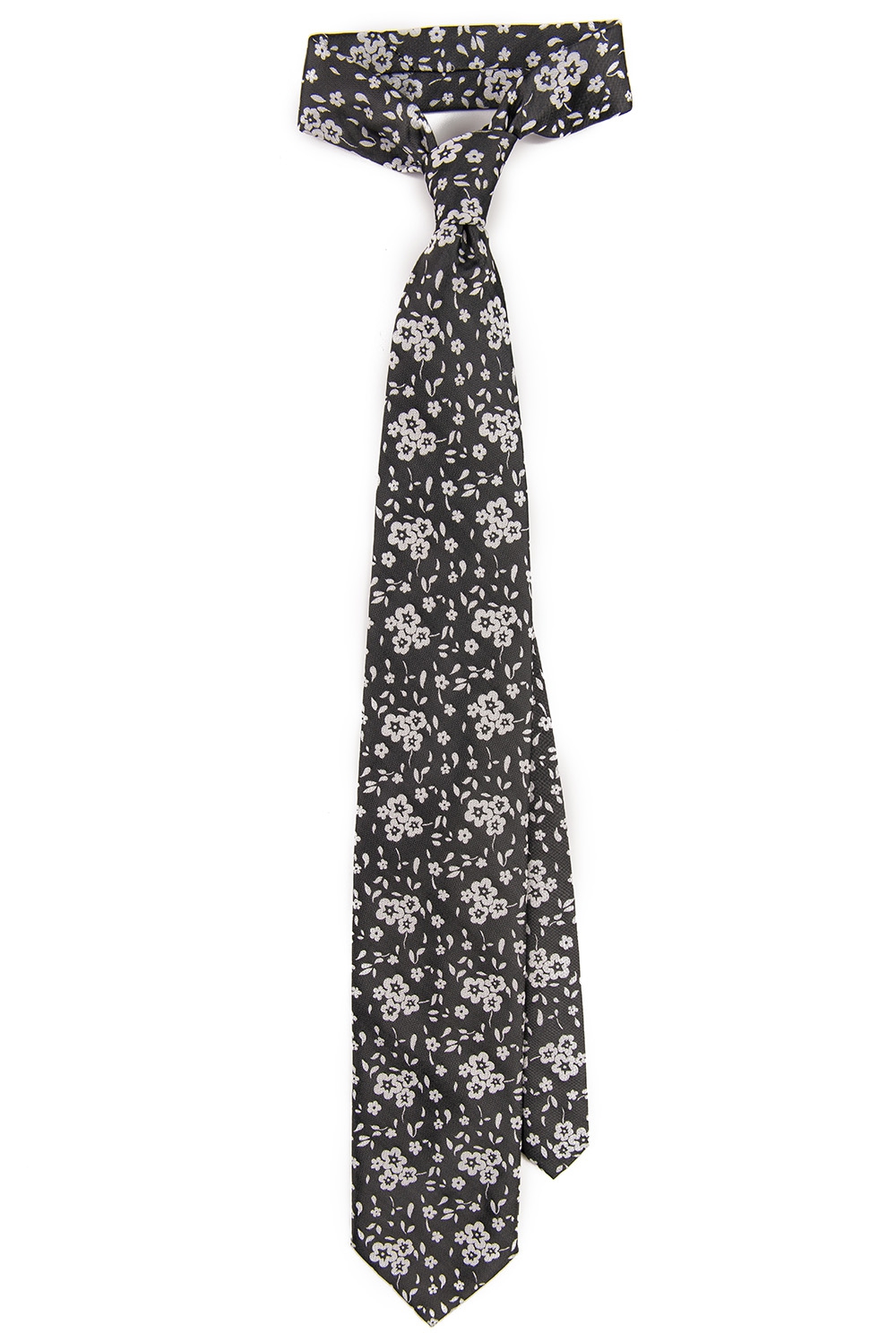 Cravata poliester neagra print floral 0
