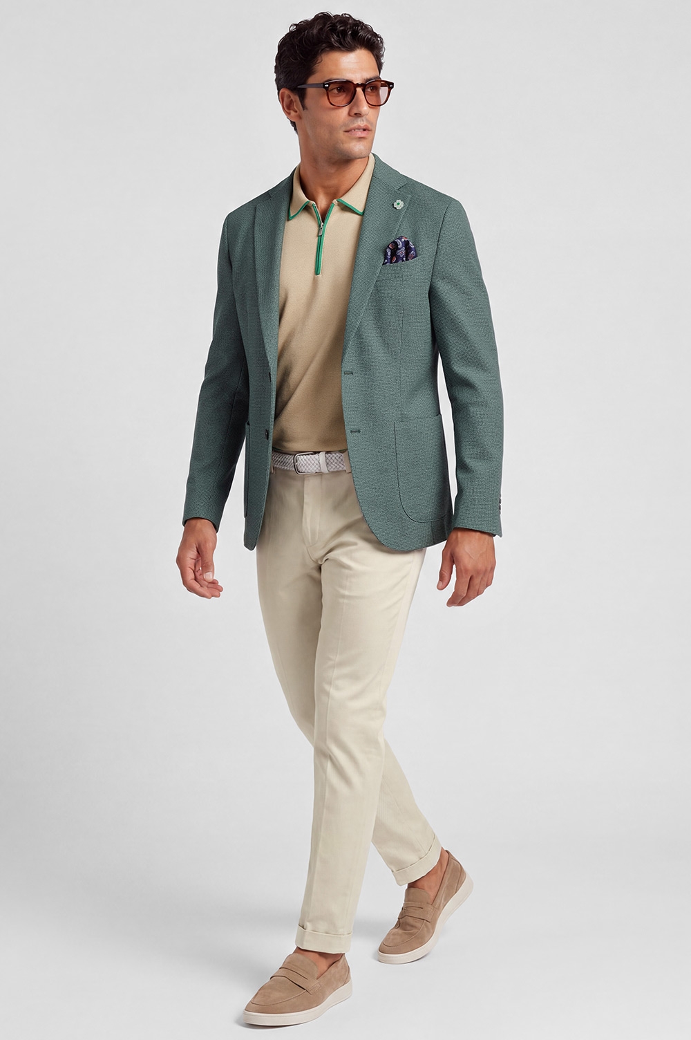 Slim body green plain blazer 4