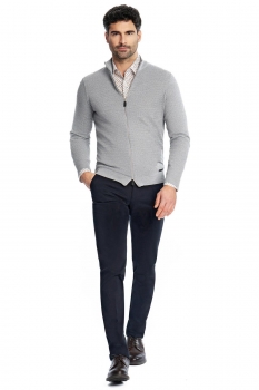 Slim body navy plain trousers