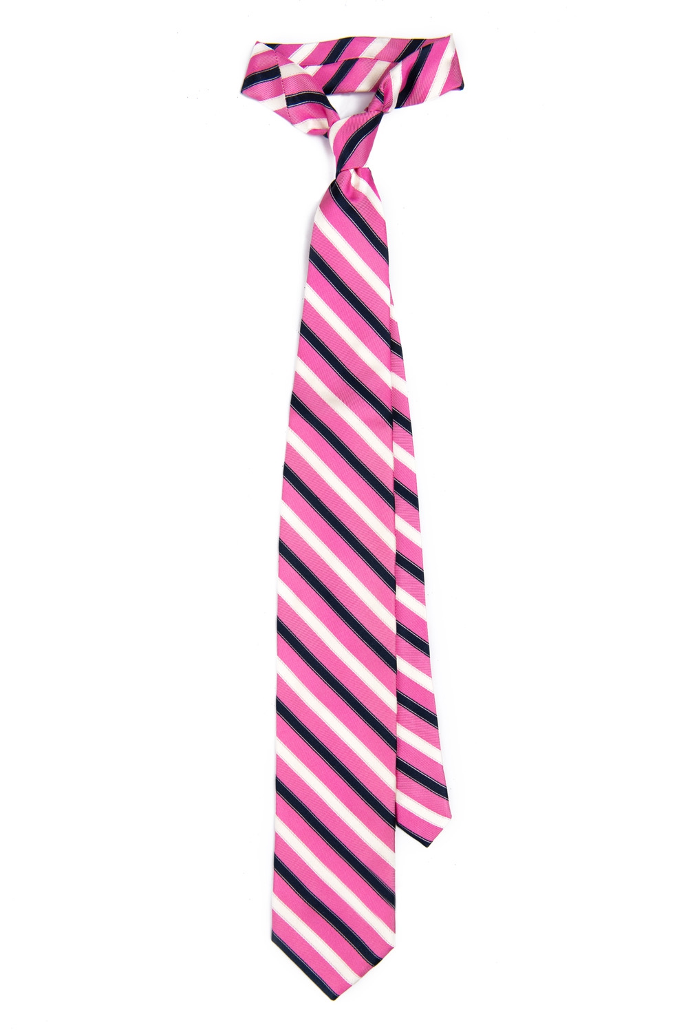 Cravata clasica matase tesuta roz  cu dungi  0