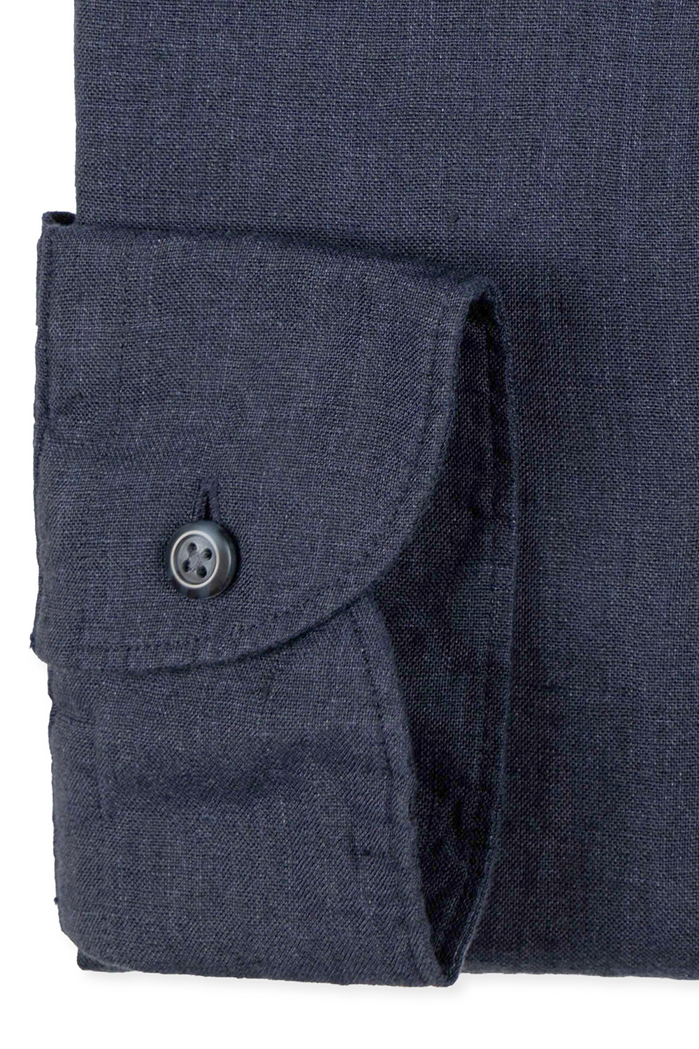 Camasa din in slim bleumarin uni 2