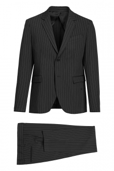 Costum slim negru cu dungi